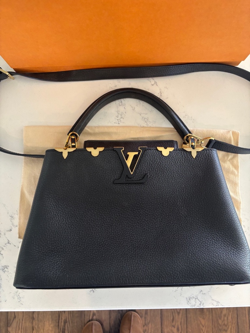 Louis Vuitton Black Classic Top Handle Bag with Gold Hardware - Picture 3 of 11
